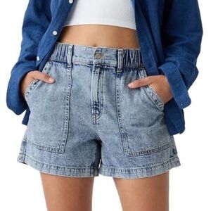 GAP Easy Utility high rise cotton denim shorts light wash Large